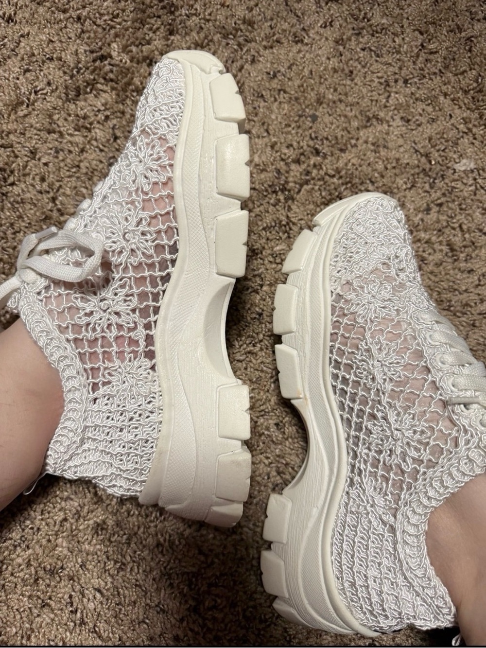 Women’s Cream Knit Platform Sneakers